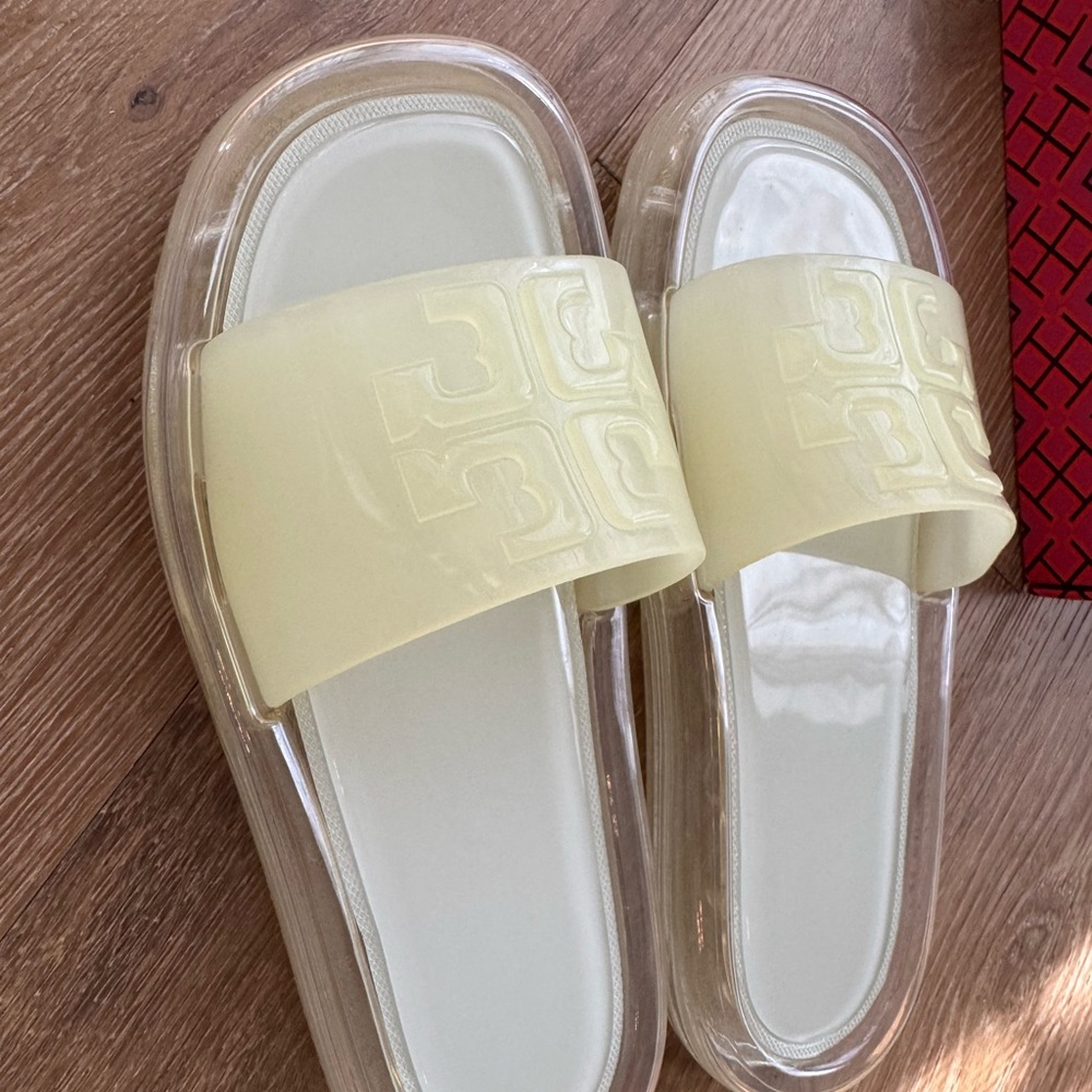 Tory Burch Cream Jelly Slide Sandals - Picture 2 of 6